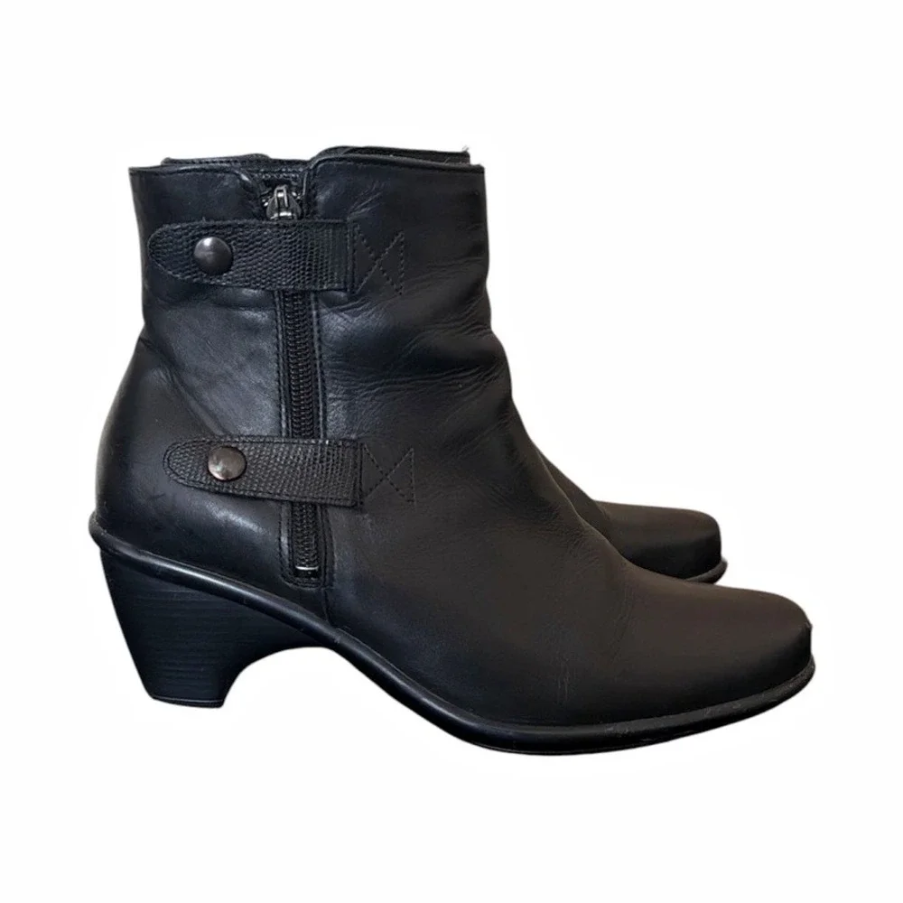Dansko Black Leather Ankle Booties EU 39 US 8.5 Comfort Casual Work Boots Zip
